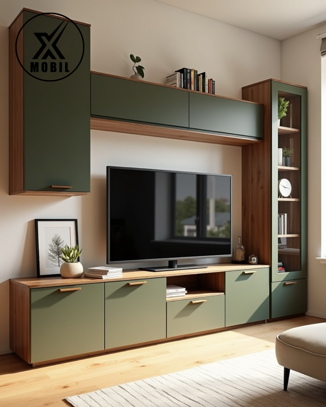 Dulap Living Modern Verde-Stejar