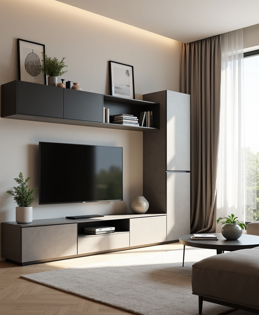 Dulap Living Modern Gri-Negru